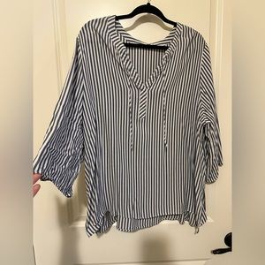 Lightweight blue and white striped top